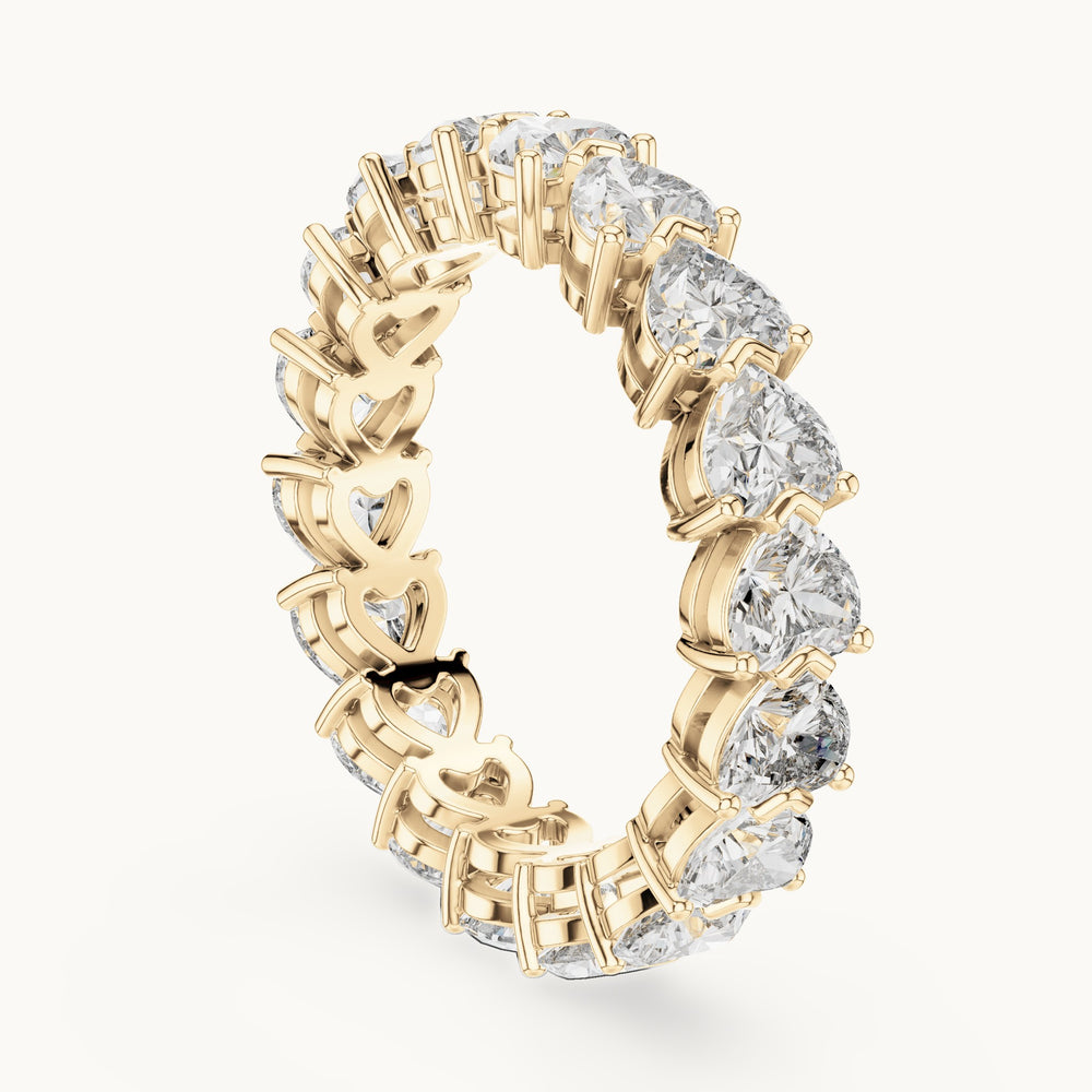 Heart lab-grown diamond full eternity band in yellow gold, 4.86 CT TW, view 1