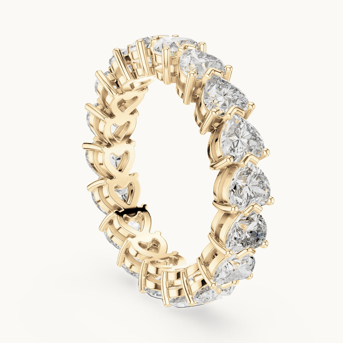 Heart lab-grown diamond full eternity band in yellow gold, 4.86 CT TW, view 1