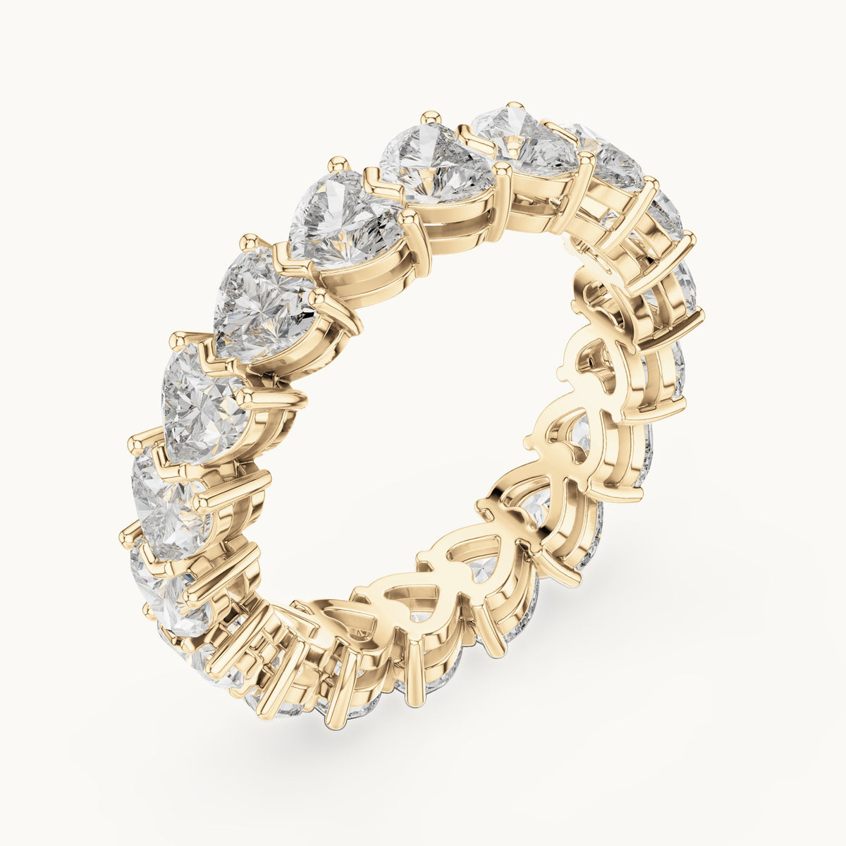 Heart lab-grown diamond full eternity band in yellow gold, 4.86 CT TW, view 2