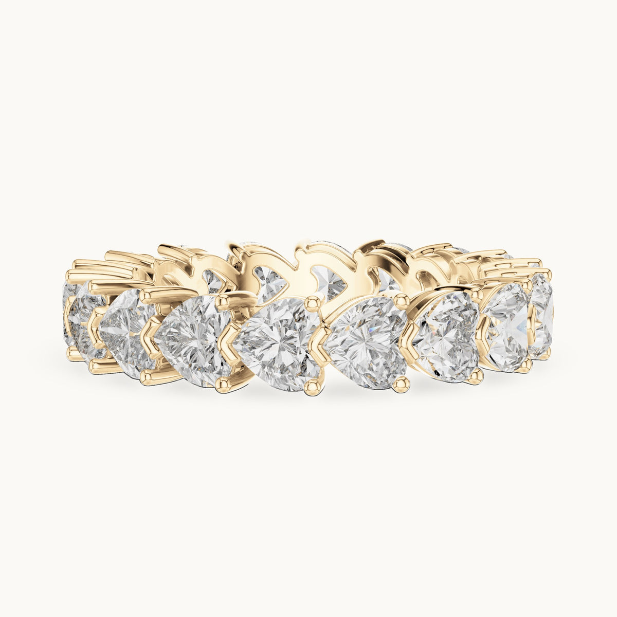 Heart lab-grown diamond full eternity band in yellow gold, 4.86 CT TW, view 3