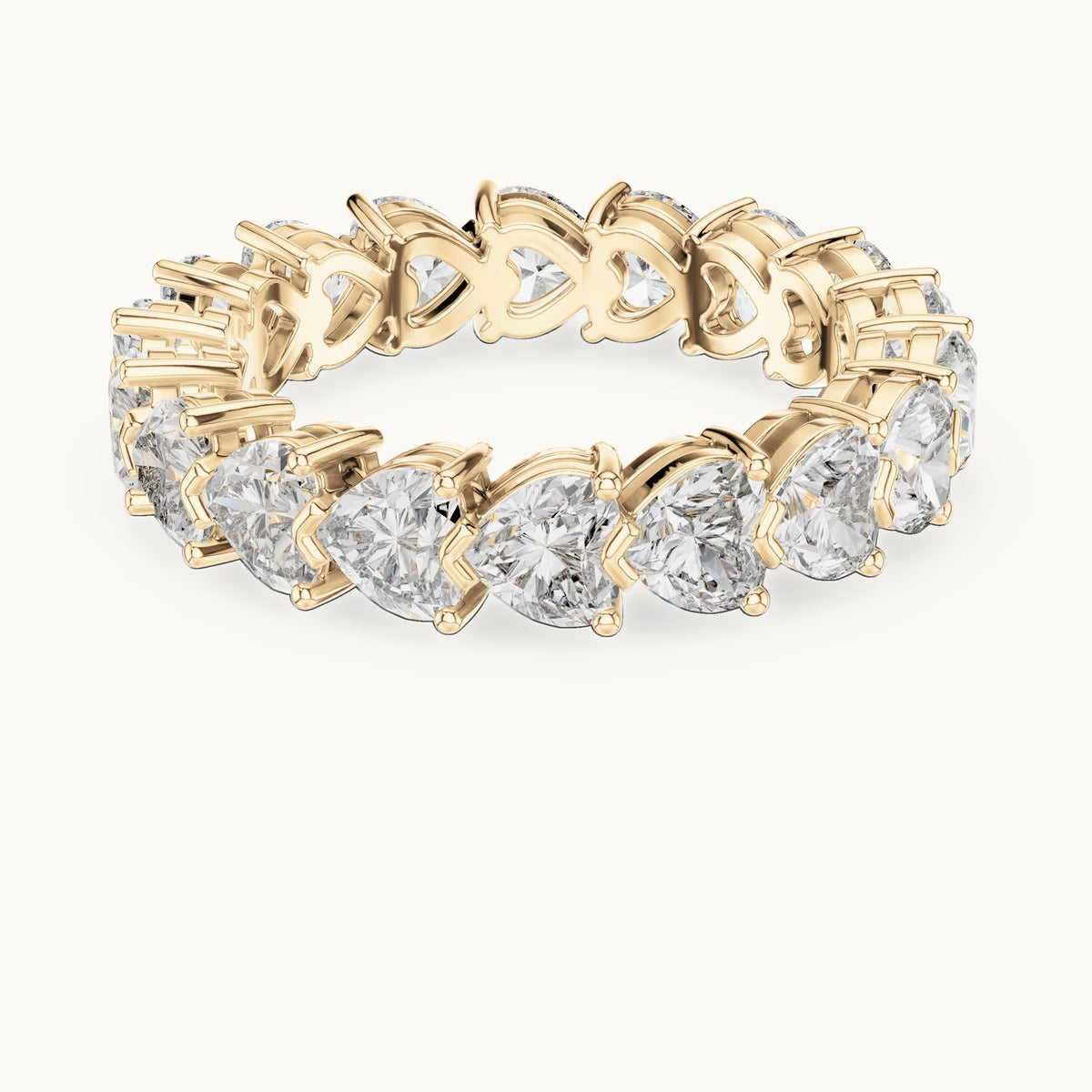 Heart lab-grown diamond full eternity band in yellow gold, 4.86 CT TW, view 4