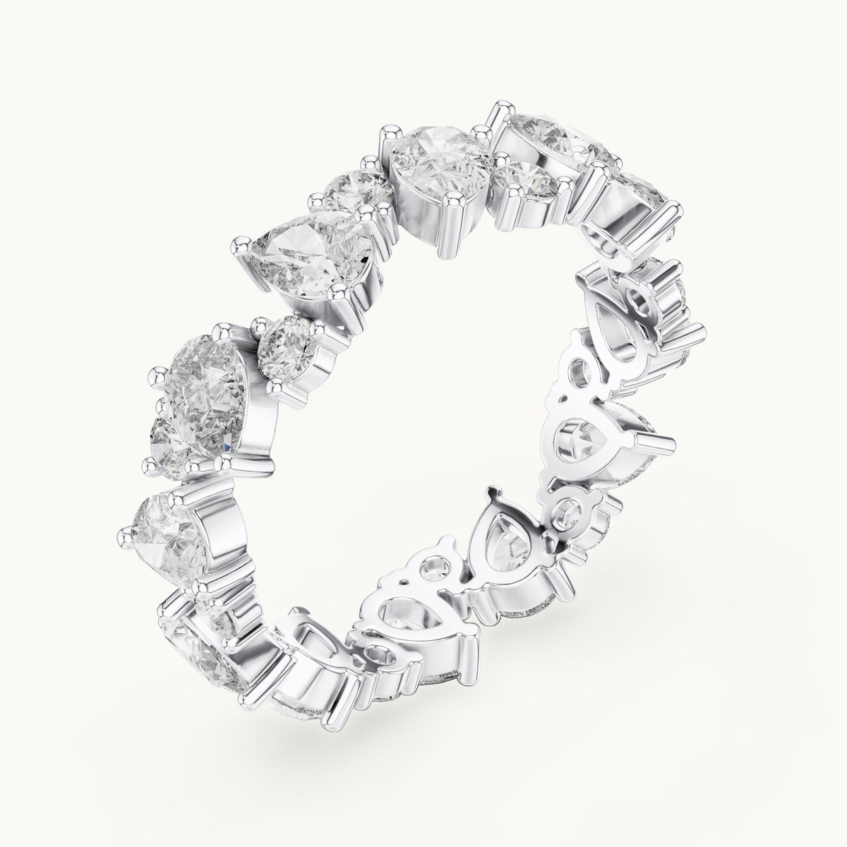 Pear and round lab-grown diamond cluster full eternity band in white gold, 2.22 CT TW, view 2