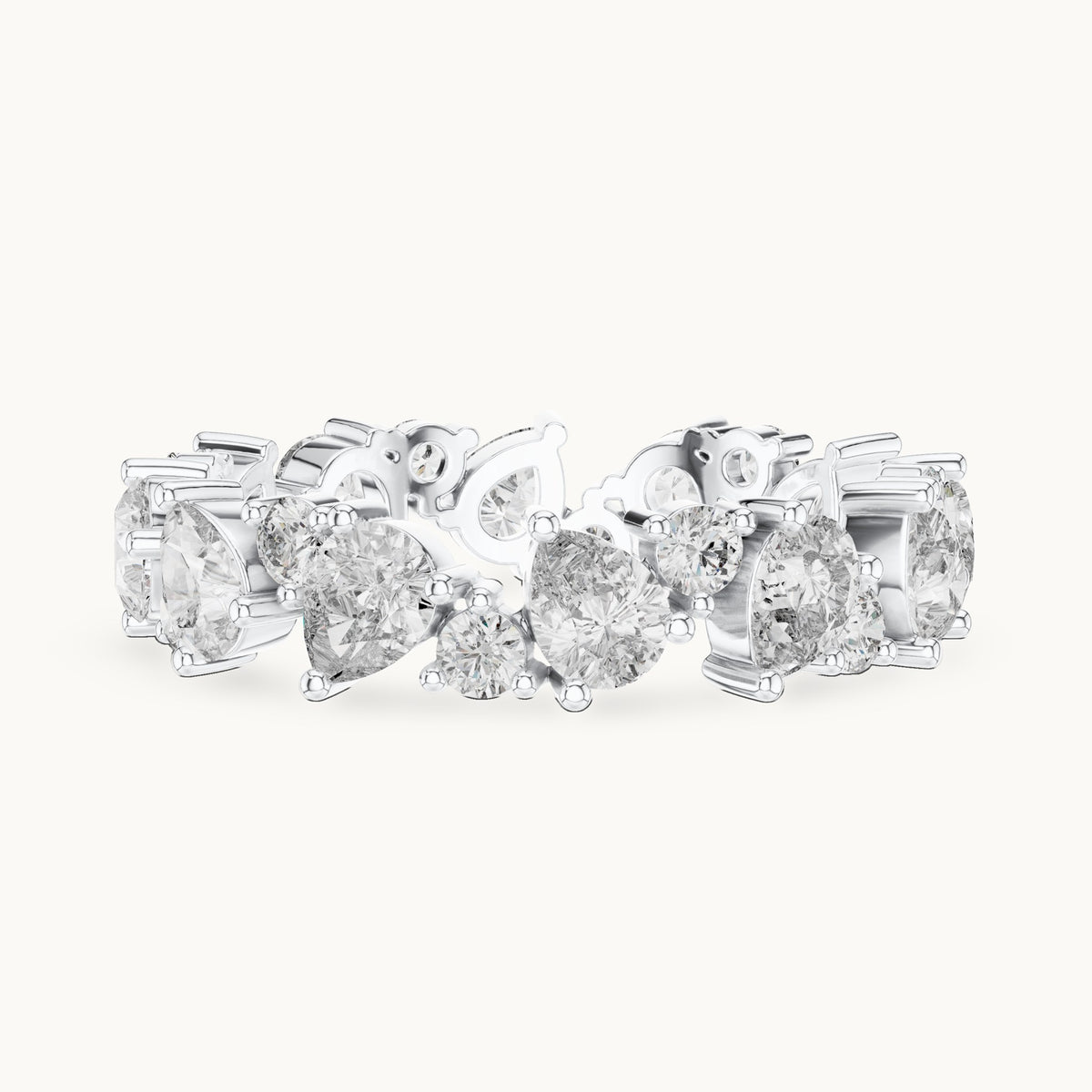 Pear and round lab-grown diamond cluster full eternity band in white gold, 2.22 CT TW, view 3