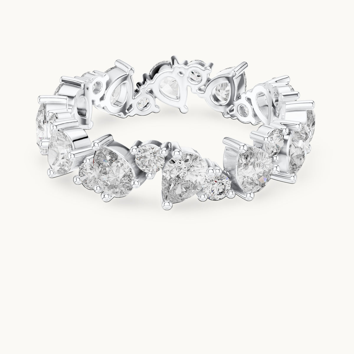 Pear and round lab-grown diamond cluster full eternity band in white gold, 2.22 CT TW, view 4
