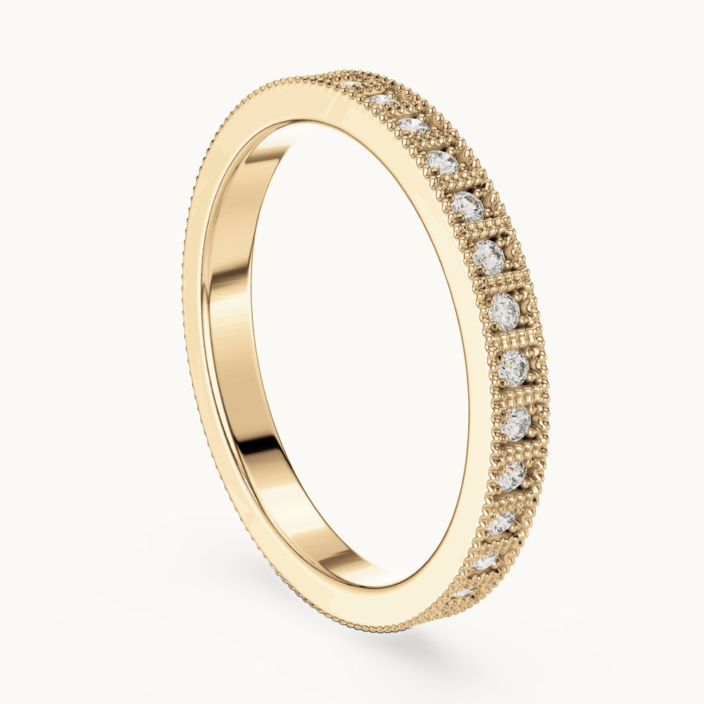 Round lab-grown diamond pave half eternity band in yellow gold, 0.32 CT TW, view 1