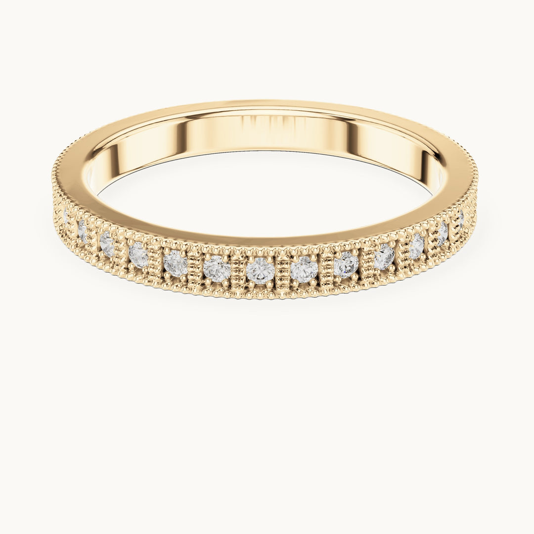 Round lab-grown diamond pave half eternity band in yellow gold, 0.32 CT TW, view 4