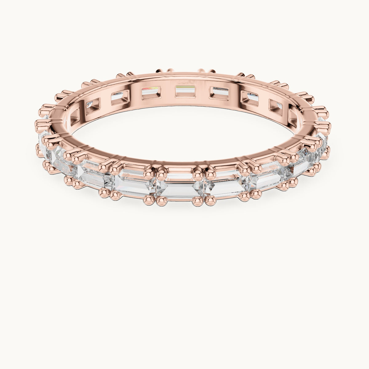 Baguette lab-grown diamond east-west full eternity band in rose gold, 1.25 CT TW, view 4