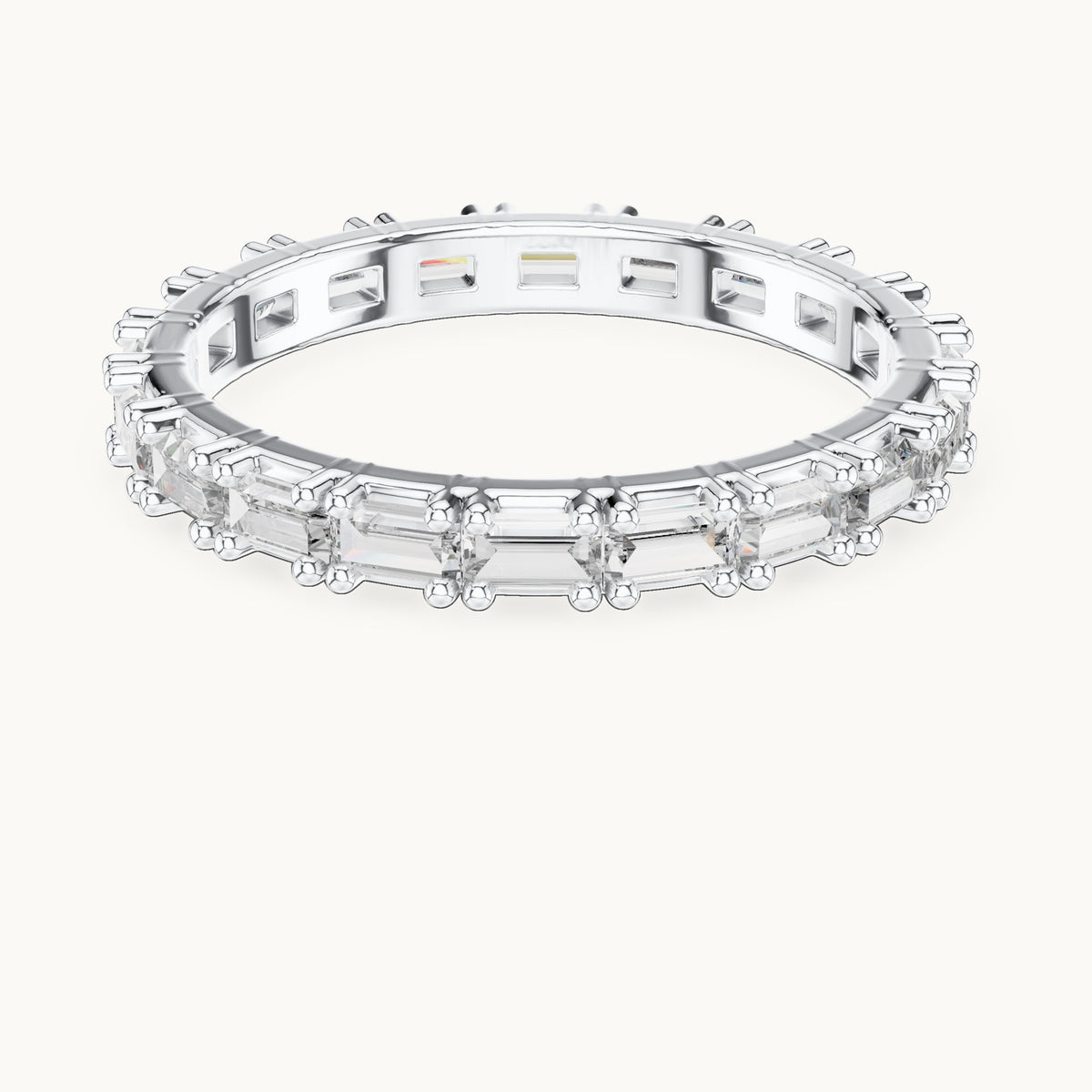 Baguette lab-grown diamond east-west full eternity band in white gold, 1.25 CT TW, view 4