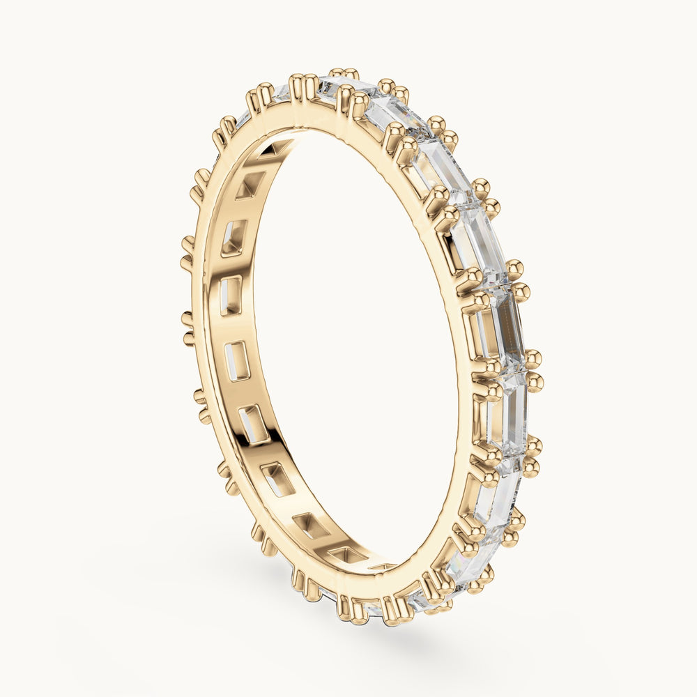 Baguette lab-grown diamond east-west full eternity band in yellow gold, 1.25 CT TW, view 1