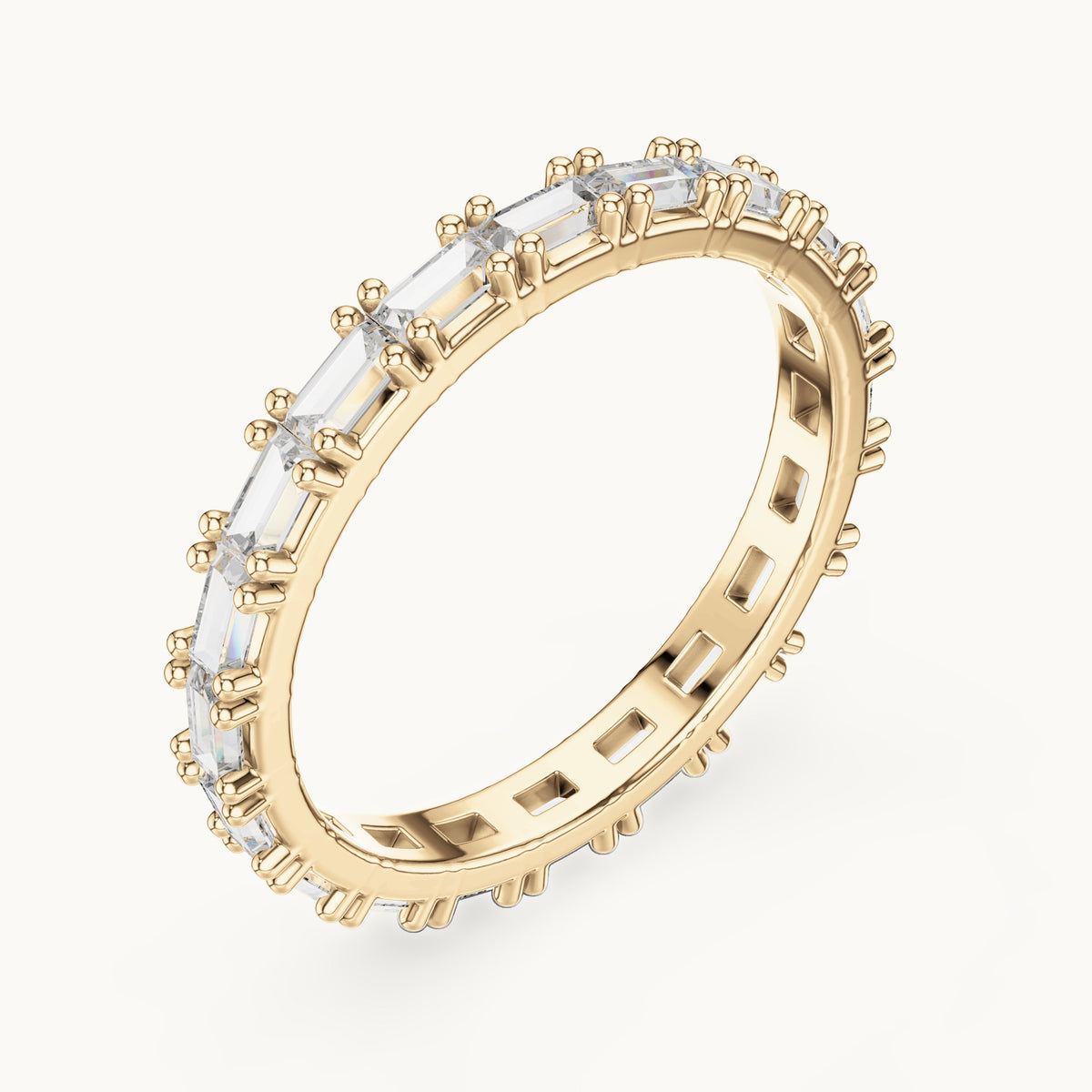 Baguette lab-grown diamond east-west full eternity band in yellow gold, 1.25 CT TW, view 2