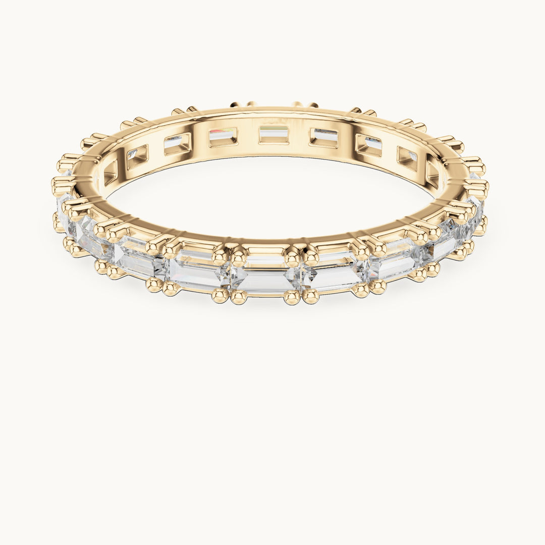 Baguette lab-grown diamond east-west full eternity band in yellow gold, 1.25 CT TW, view 4