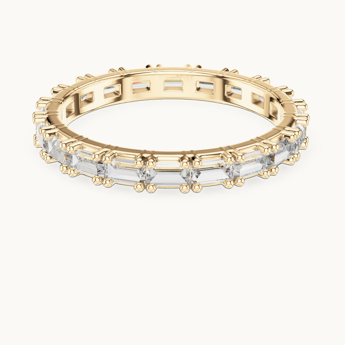 Baguette lab-grown diamond east-west full eternity band in yellow gold, 1.25 CT TW, view 4