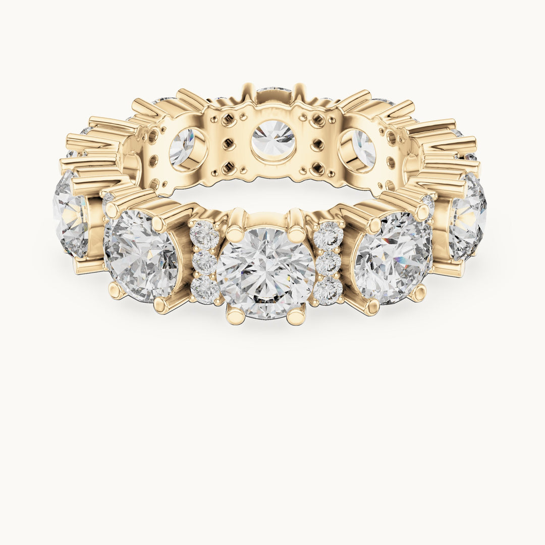 Round lab-grown diamond pavé bar station full eternity band in yellow gold, 5.40 CT TW, view 4