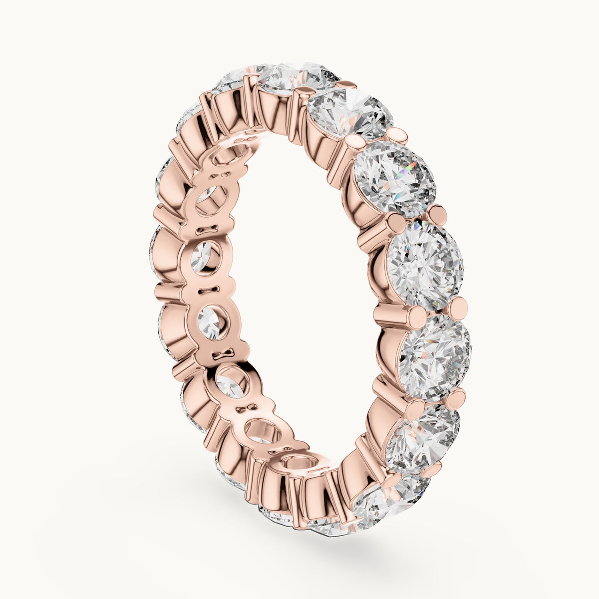Round lab-grown diamond prong-set full eternity band in rose gold, 4.80 CT TW, view 1