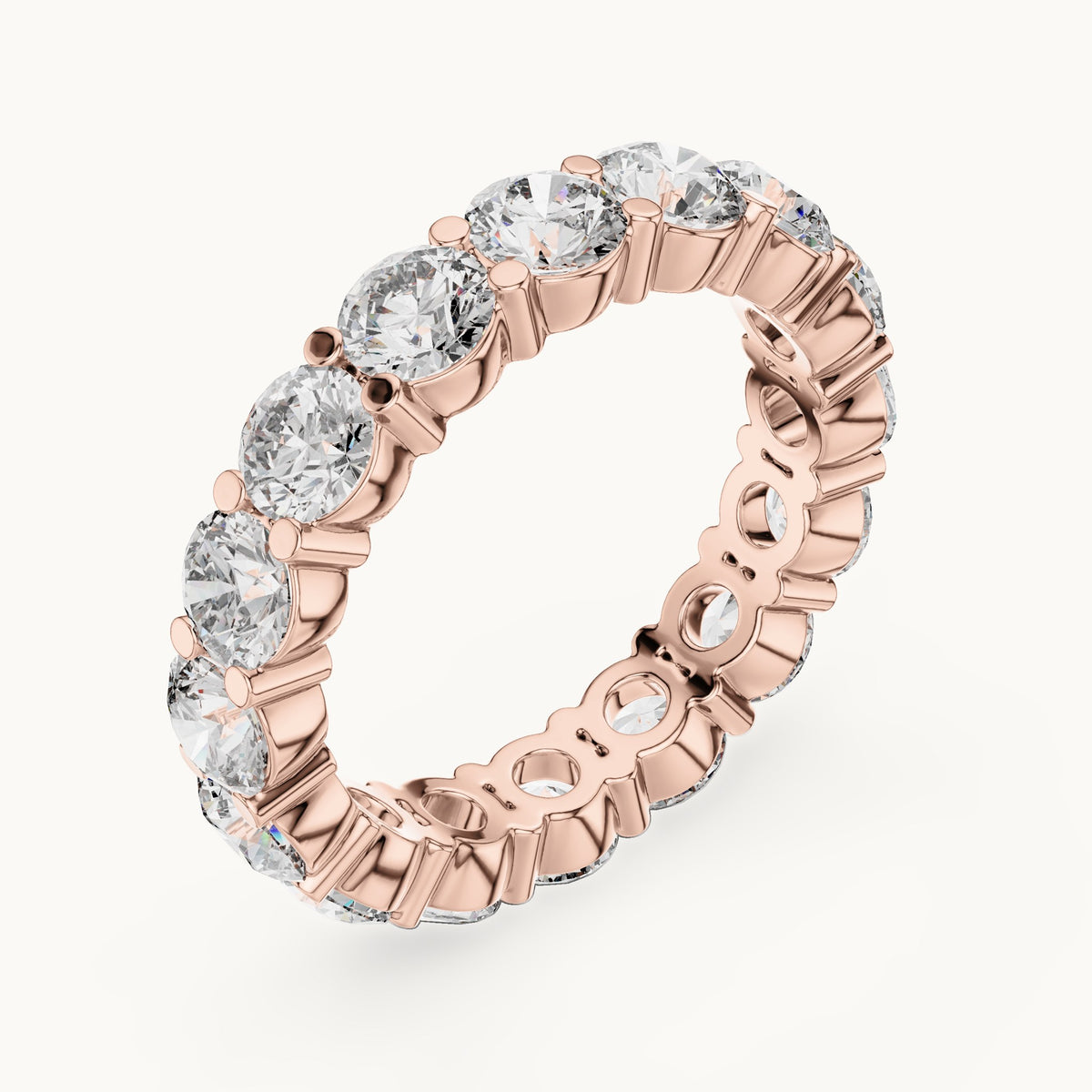 Round lab-grown diamond prong-set full eternity band in rose gold, 4.80 CT TW, view 2