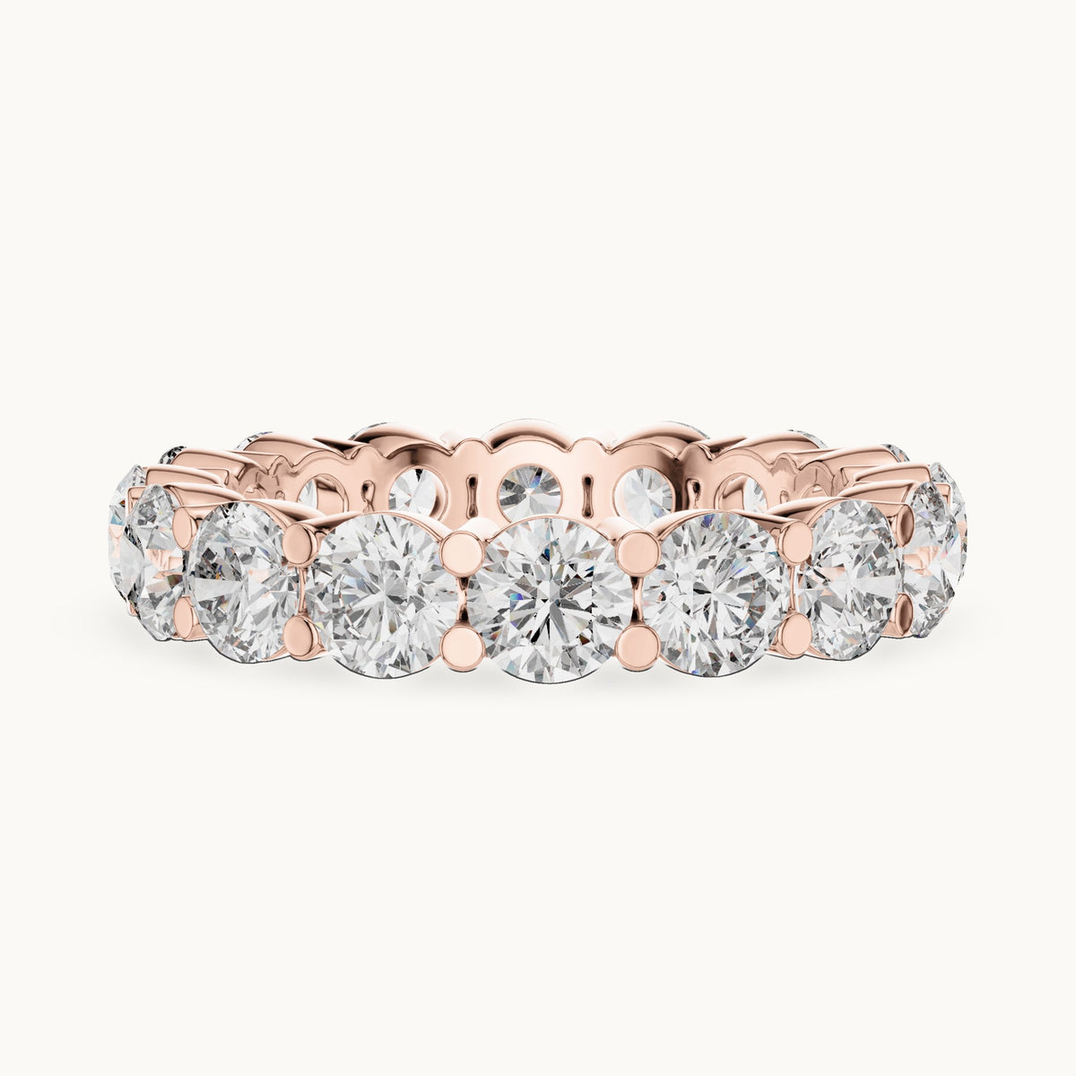 Round lab-grown diamond prong-set full eternity band in rose gold, 4.80 CT TW, view 3