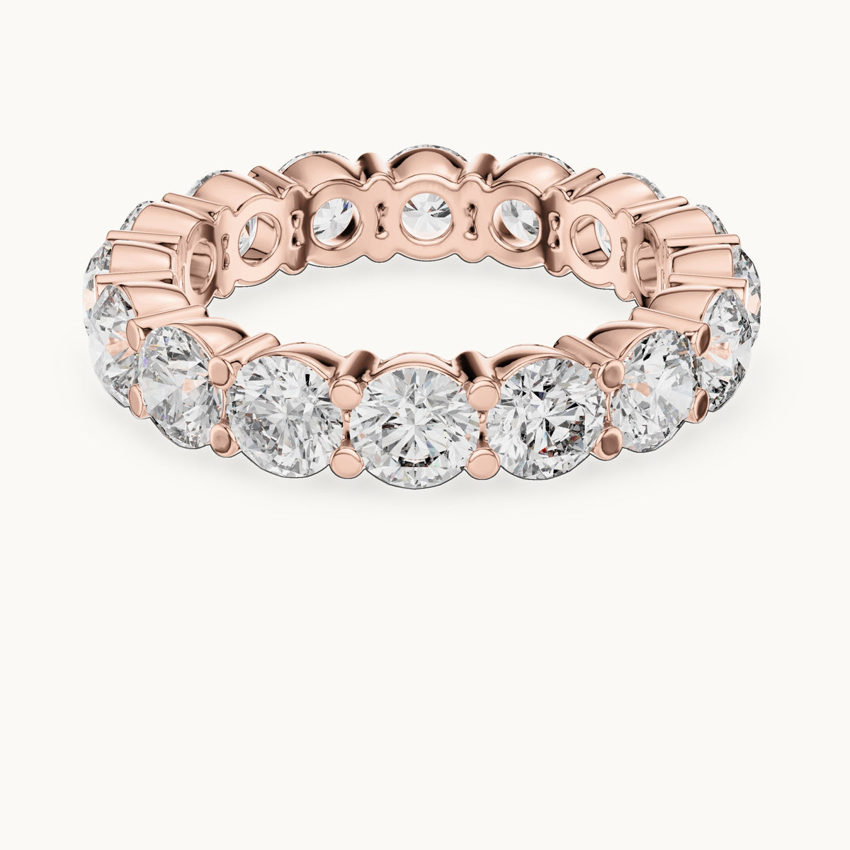Round lab-grown diamond prong-set full eternity band in rose gold, 4.80 CT TW, view 4