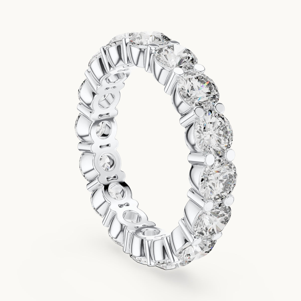 Round lab-grown diamond prong-set full eternity band in white gold, 4.80 CT TW, view 1