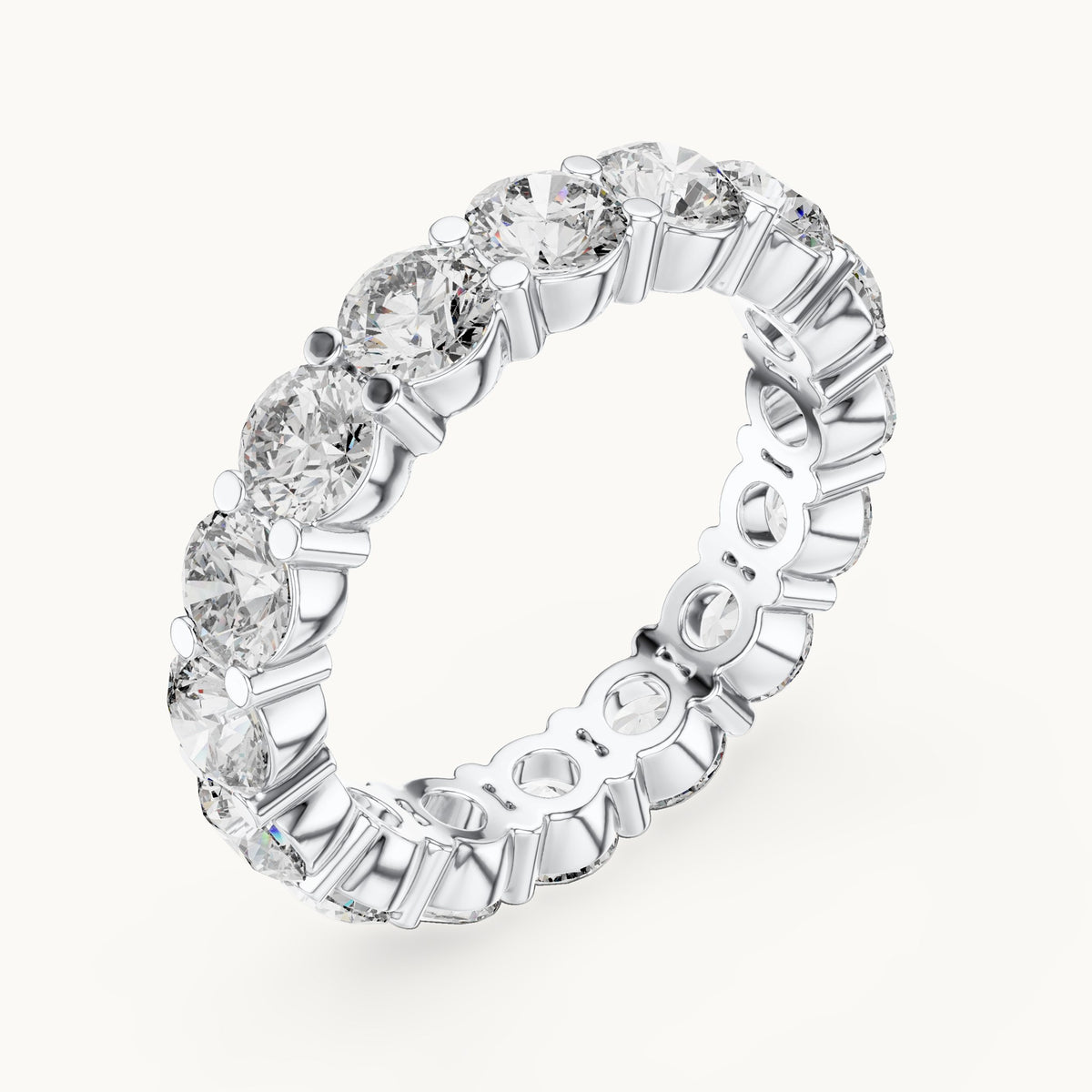 Round lab-grown diamond prong-set full eternity band in white gold, 4.80 CT TW, view 2