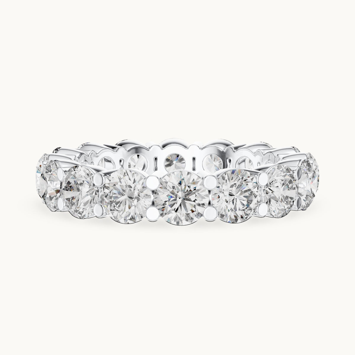 Round lab-grown diamond prong-set full eternity band in white gold, 4.80 CT TW, view 3