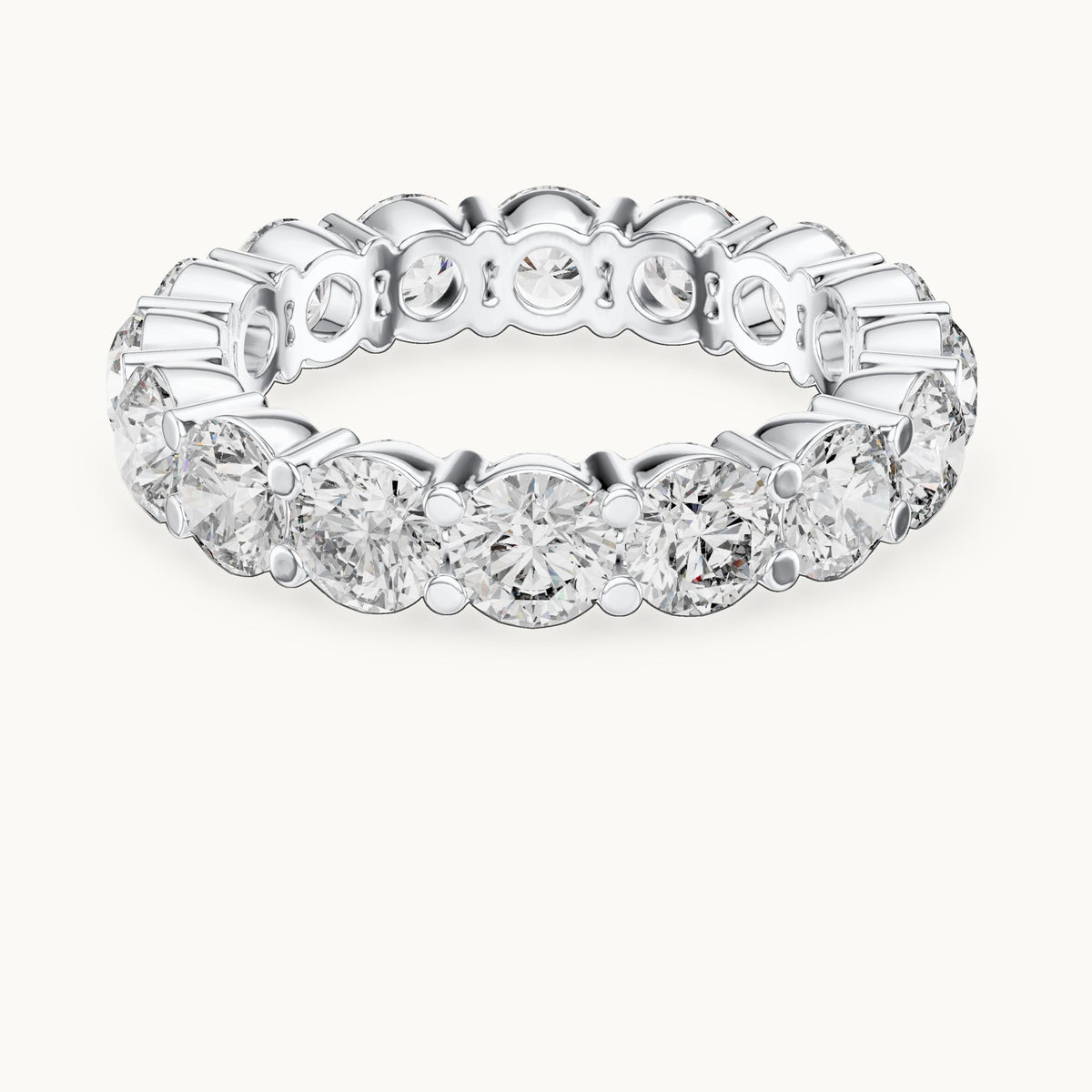 Round lab-grown diamond prong-set full eternity band in white gold, 4.80 CT TW, view 4
