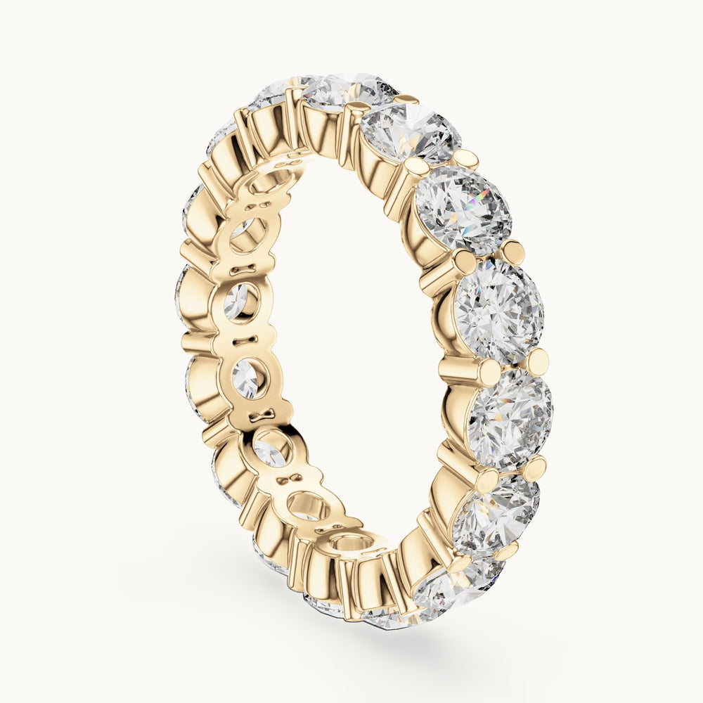 Round lab-grown diamond prong-set full eternity band in yellow gold, 4.80 CT TW, view 1