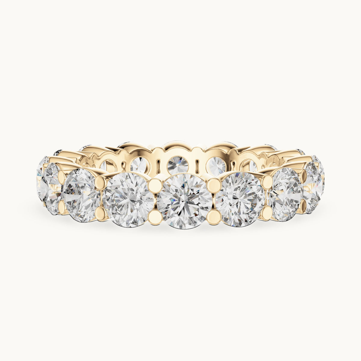 Round lab-grown diamond prong-set full eternity band in yellow gold, 4.80 CT TW, view 3