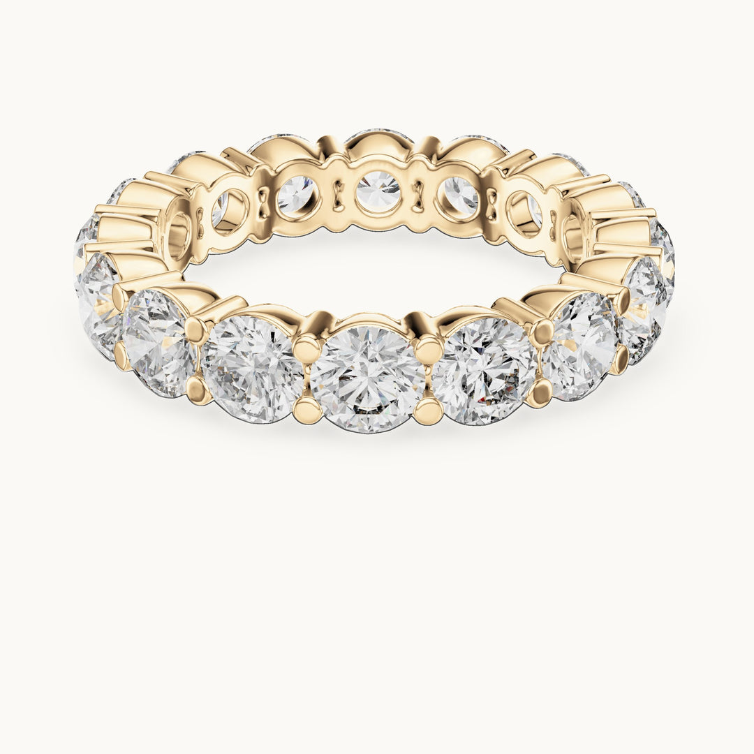 Round lab-grown diamond prong-set full eternity band in yellow gold, 4.80 CT TW, view 4