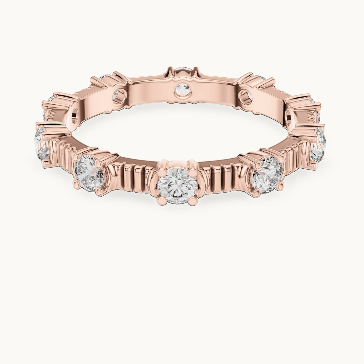 Round lab-grown diamond station full eternity band in rose gold, 0.65 CT TW, view 4