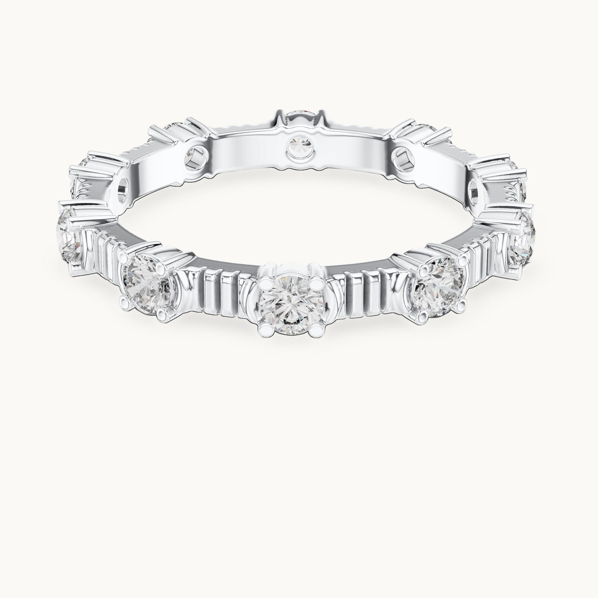 Round lab-grown diamond station full eternity band in white gold, 0.65 CT TW, view 4