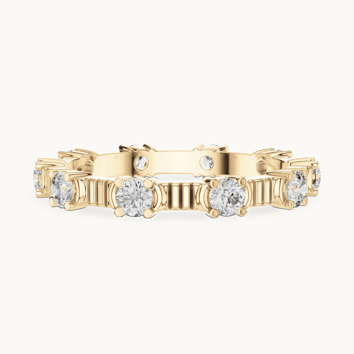 Round lab-grown diamond station full eternity band in yellow gold, 0.65 CT TW, view 3