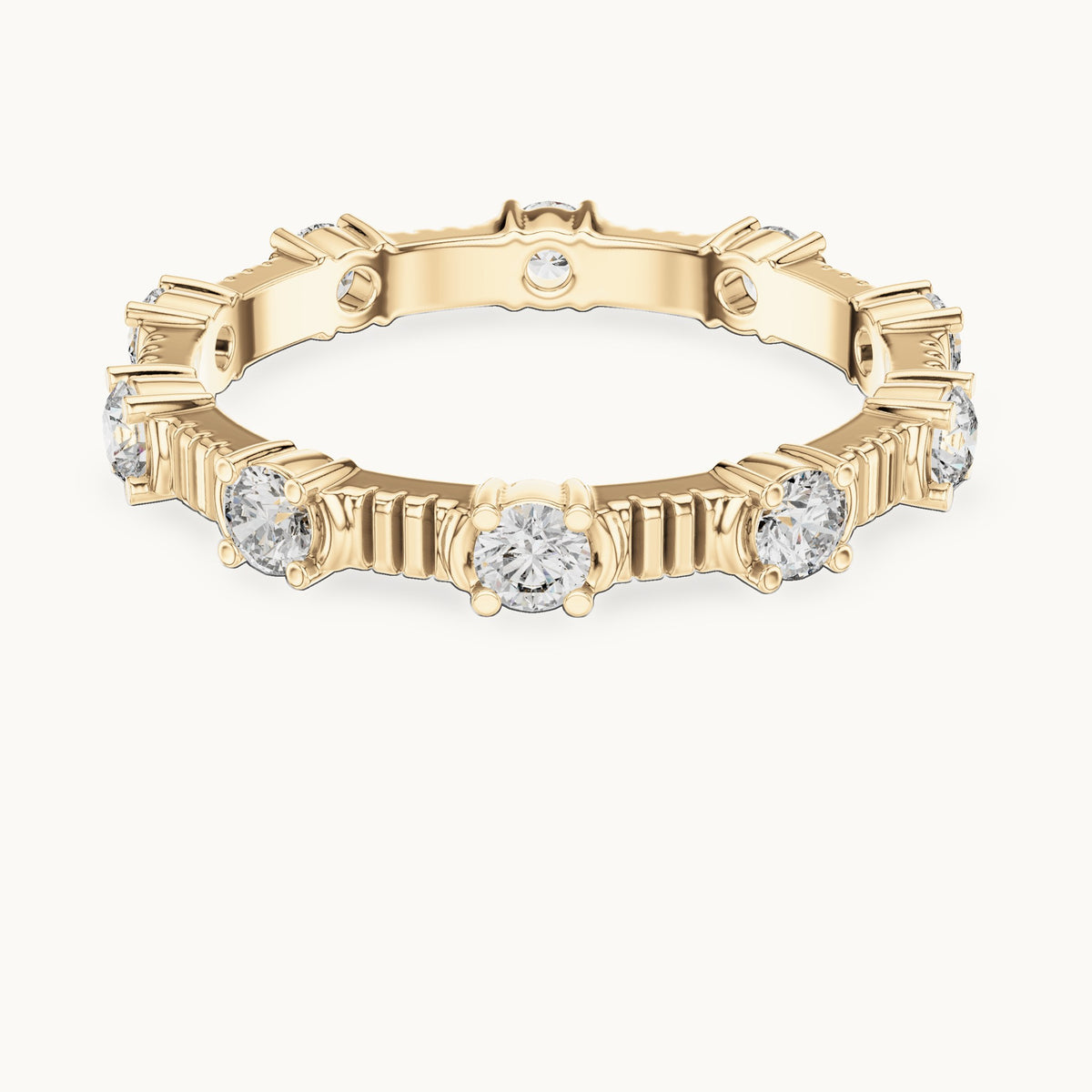 Round lab-grown diamond station full eternity band in yellow gold, 0.65 CT TW, view 4