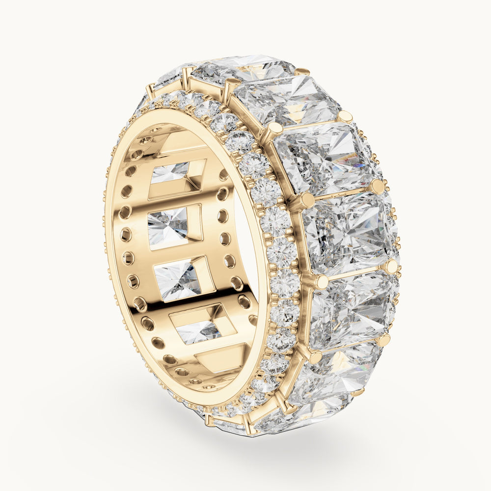 Radiant-cut and round lab-grown diamond statement full eternity band in yellow gold, 12.51 CT TW, view 1