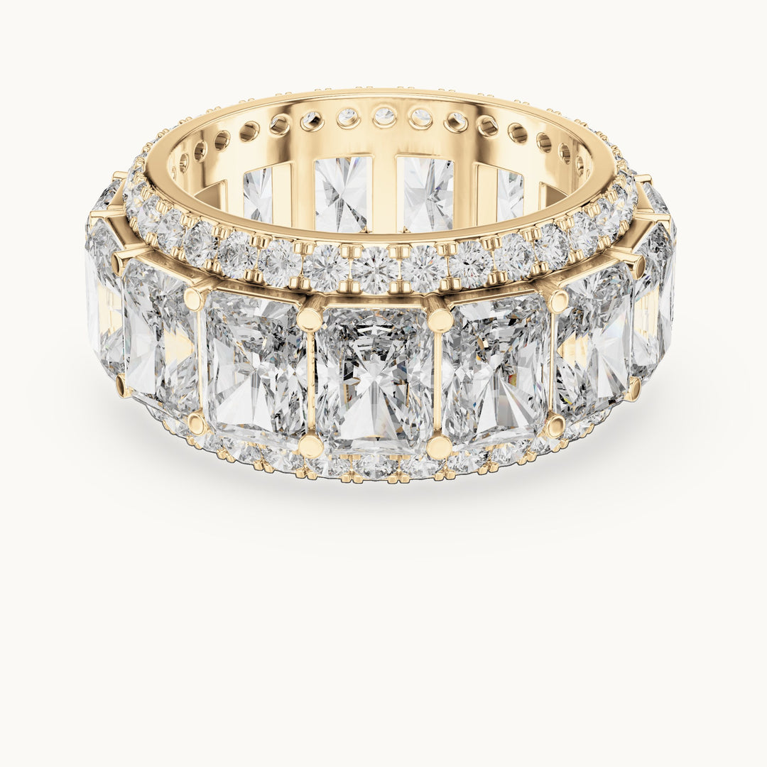 Radiant-cut and round lab-grown diamond statement full eternity band in yellow gold, 12.51 CT TW, view 4