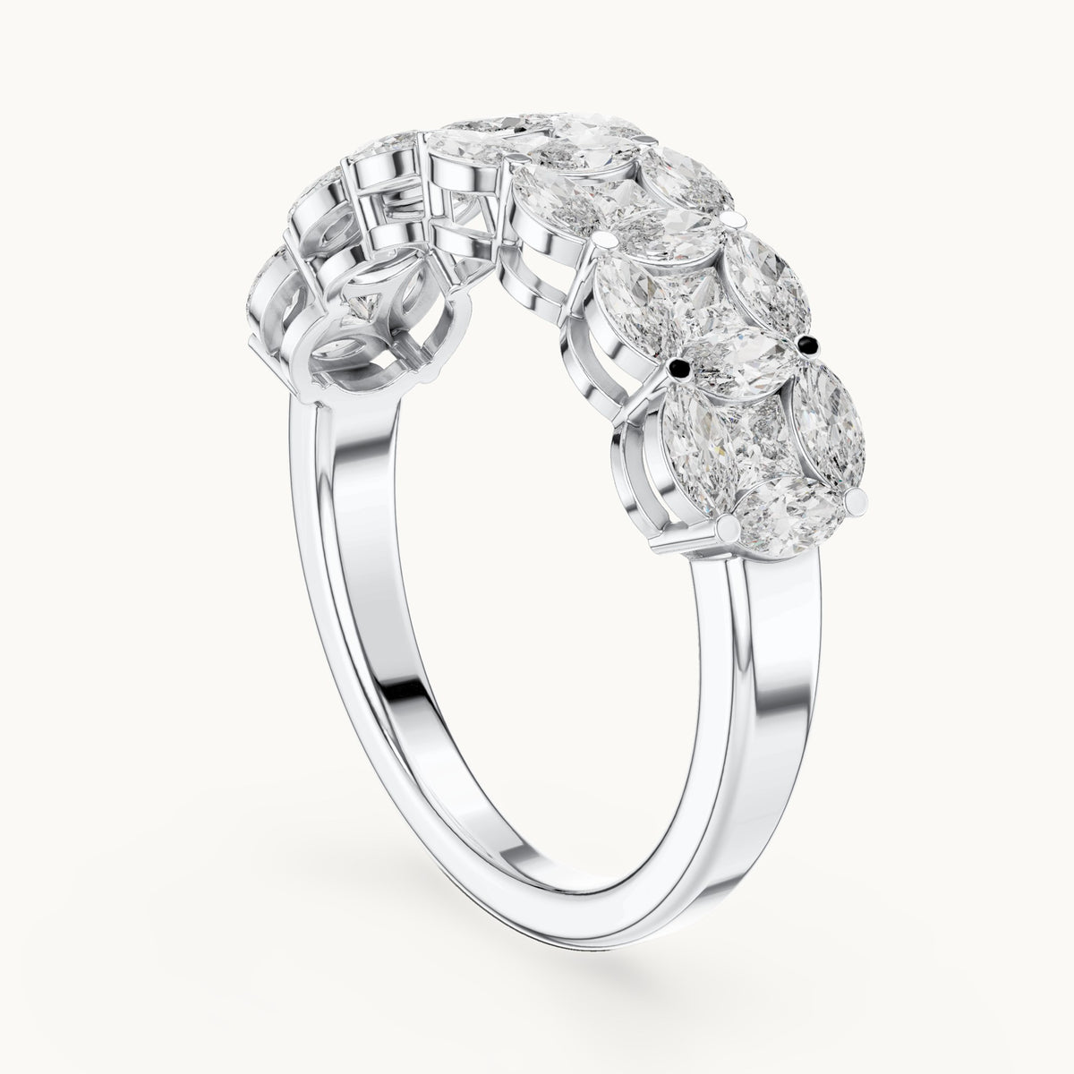 Marquise and princess-cut lab-grown diamond half eternity band in white gold, 1.204 CT TW, view 1