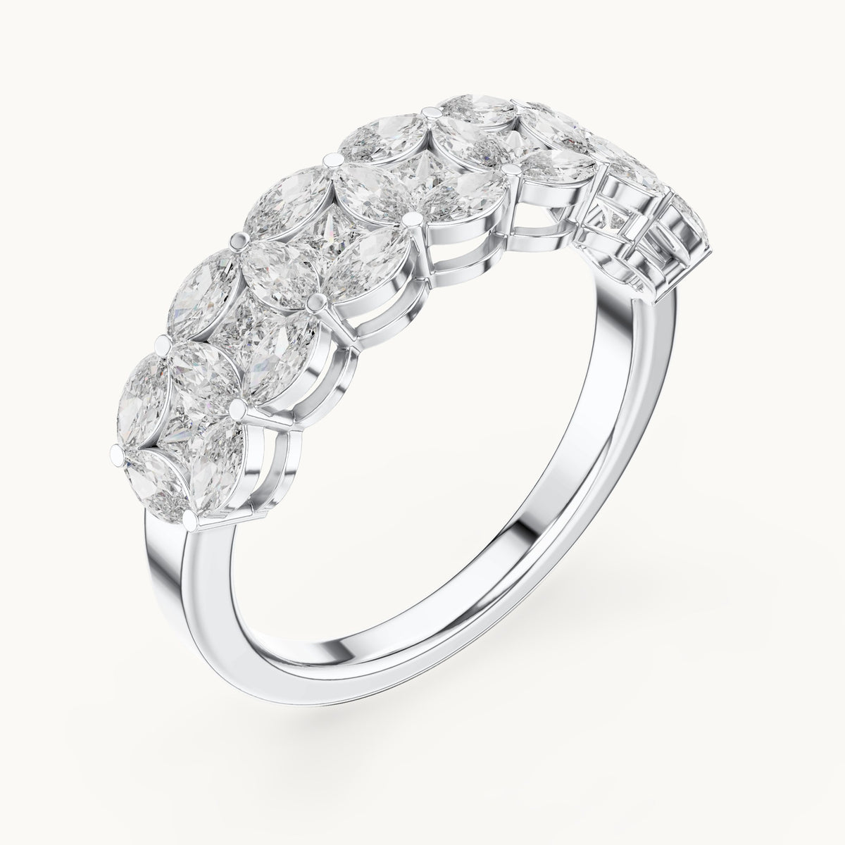 Marquise and princess-cut lab-grown diamond half eternity band in white gold, 1.204 CT TW, view 2