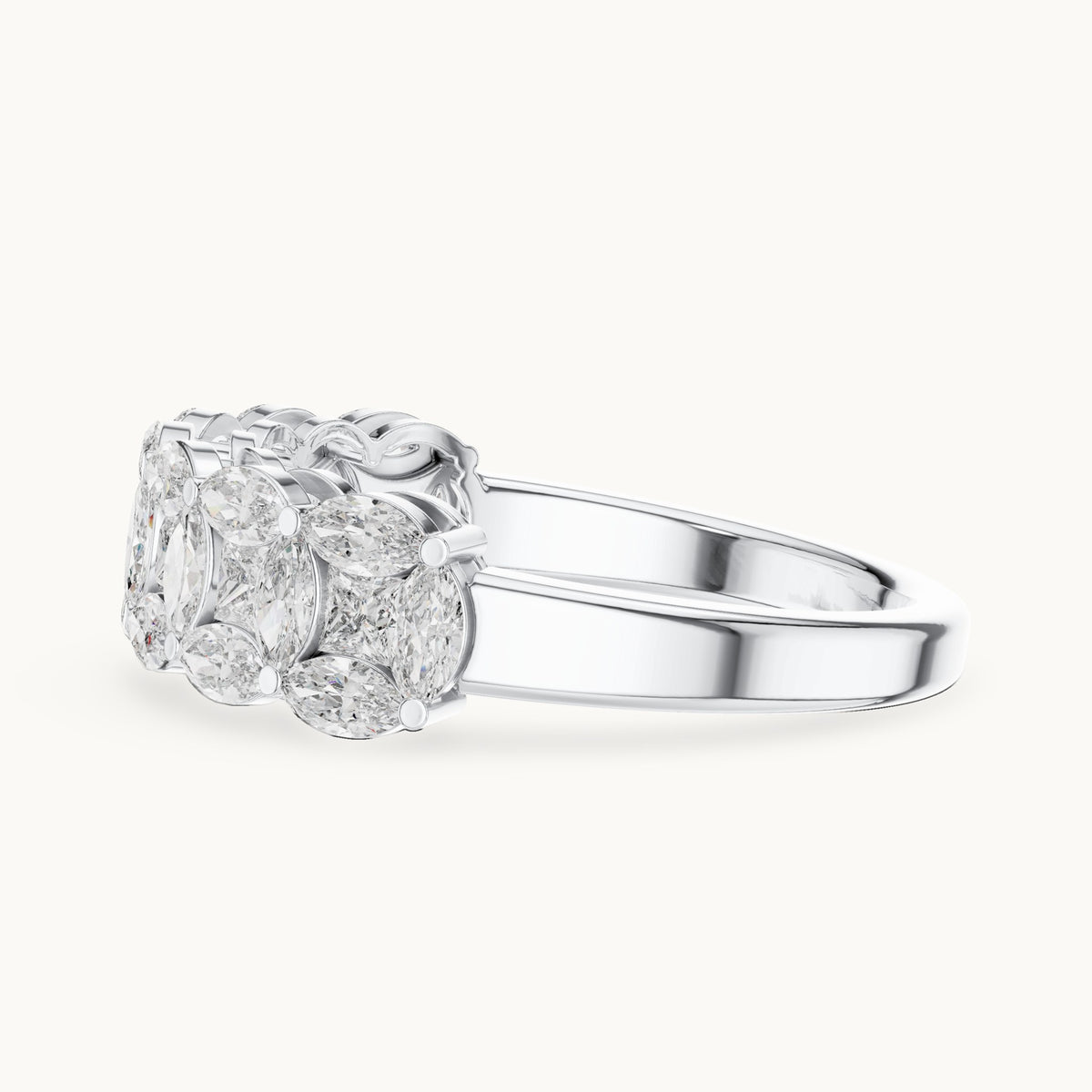 Marquise and princess-cut lab-grown diamond half eternity band in white gold, 1.204 CT TW, view 3