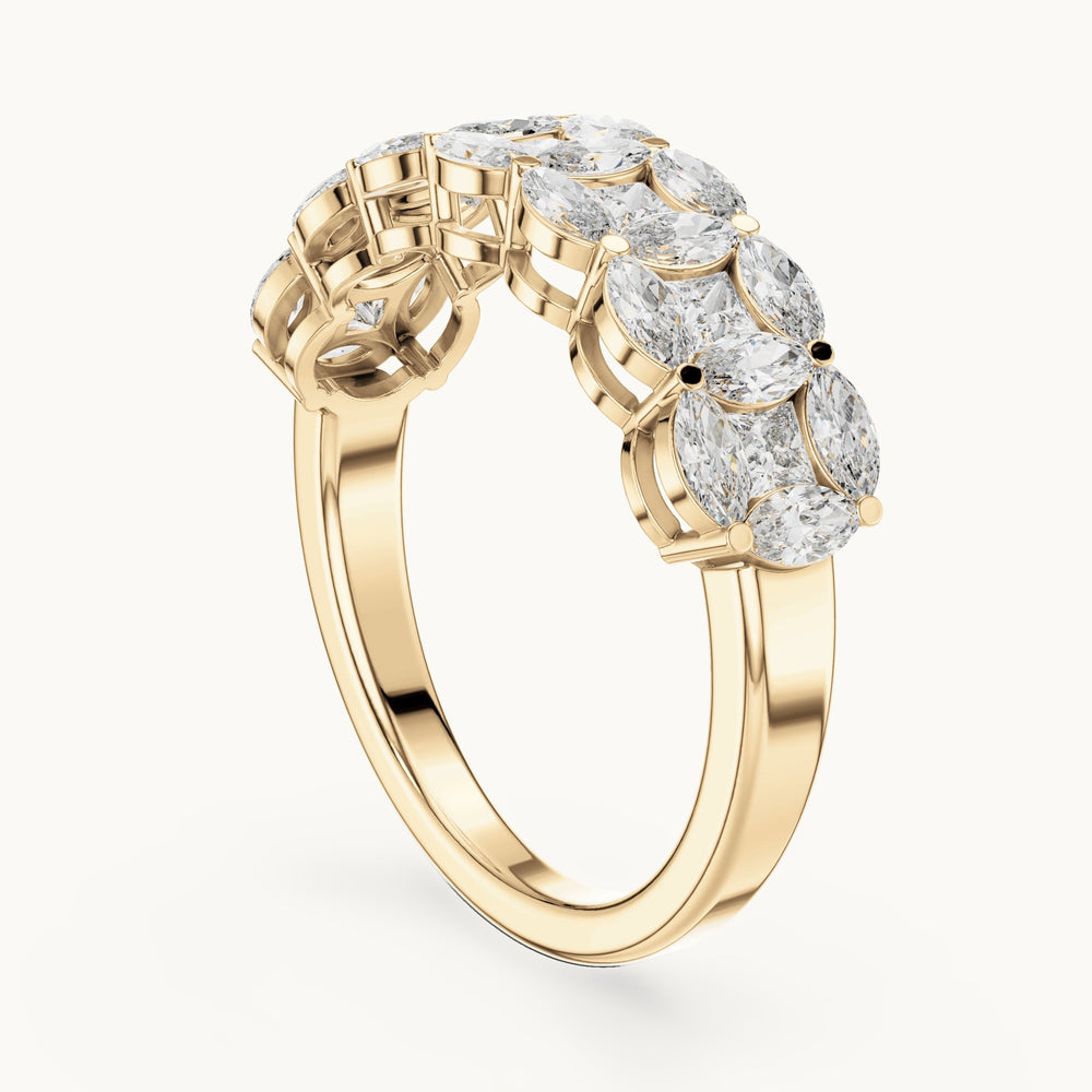 Marquise and princess-cut lab-grown diamond half eternity band in yellow gold, 1.204 CT TW, view 1