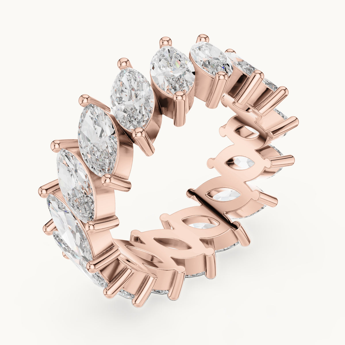 Marquise lab-grown diamond full eternity band in rose gold, 4.464 CT TW, view 2