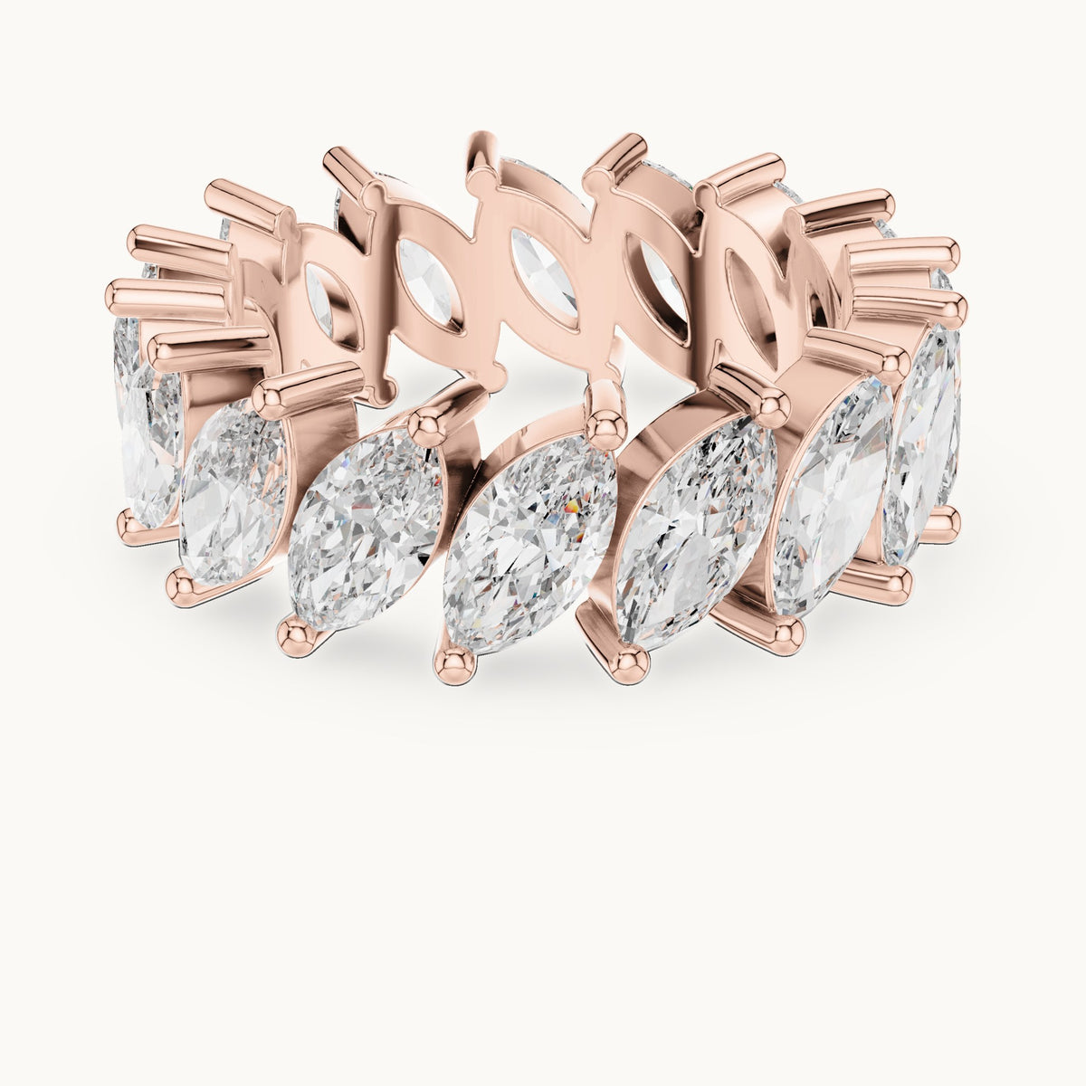 Marquise lab-grown diamond full eternity band in rose gold, 4.464 CT TW, view 4
