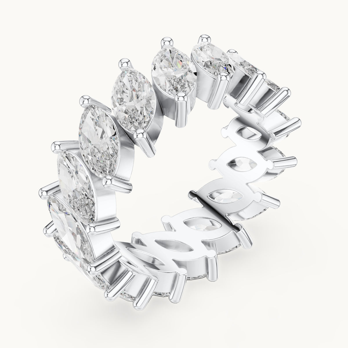 Marquise lab-grown diamond full eternity band in white gold, 4.464 CT TW, view 2