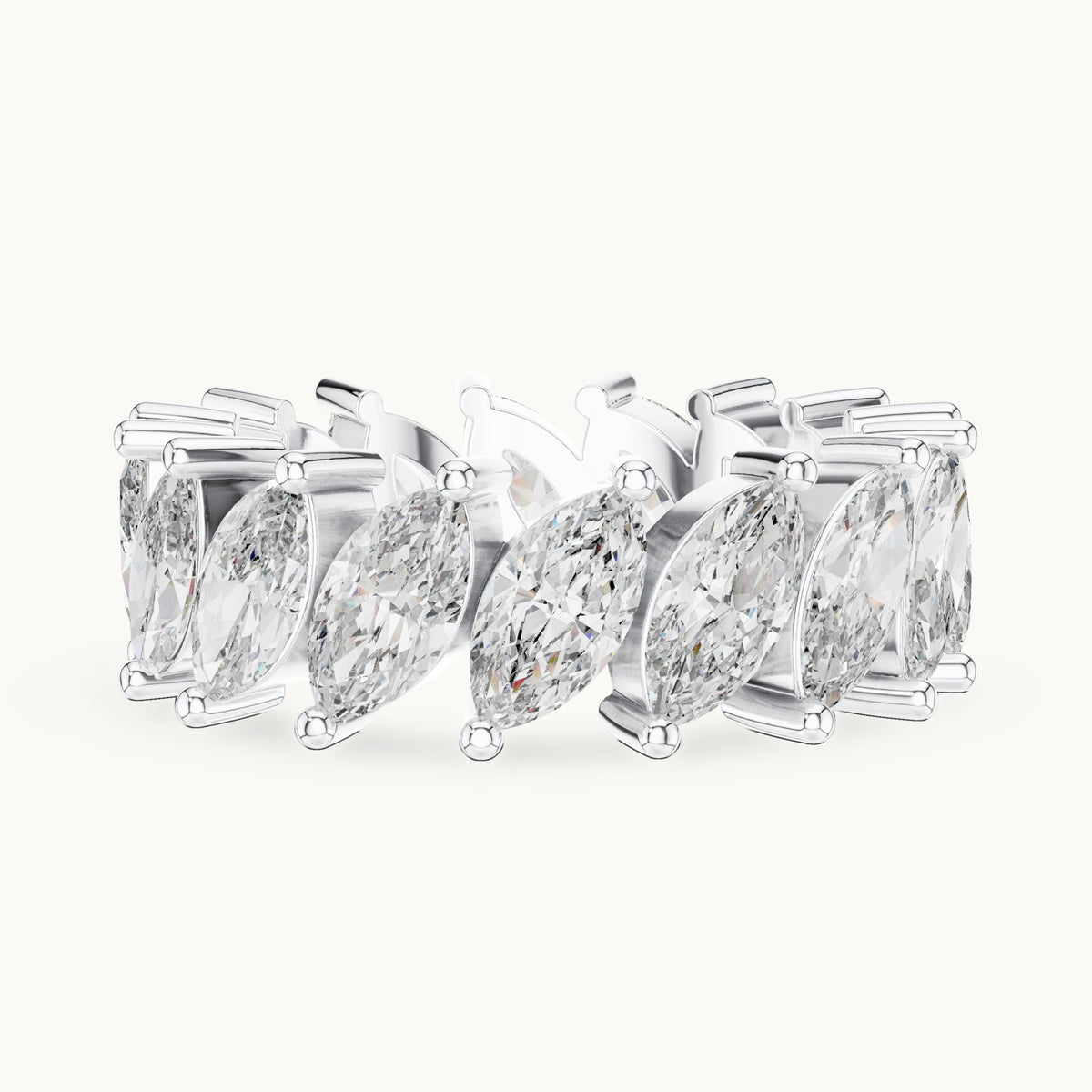 Marquise lab-grown diamond full eternity band in white gold, 4.464 CT TW, view 3