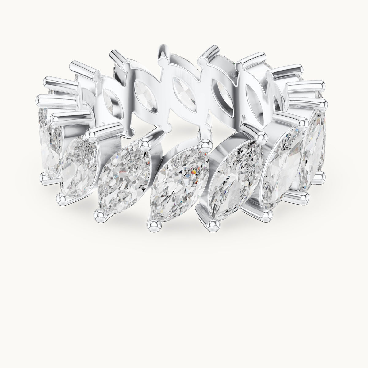 Marquise lab-grown diamond full eternity band in white gold, 4.464 CT TW, view 4