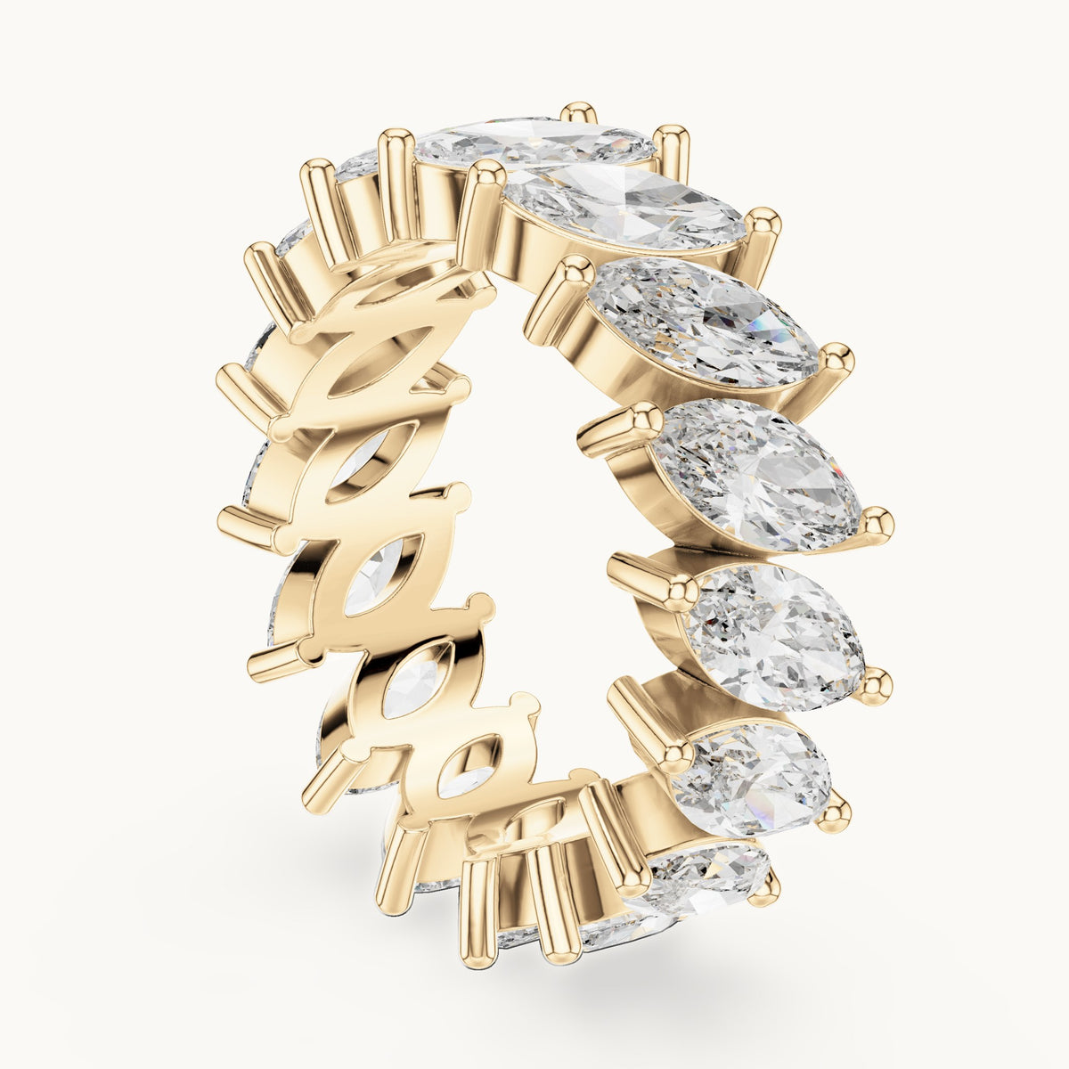 Marquise lab-grown diamond full eternity band in yellow gold, 4.464 CT TW, view 1