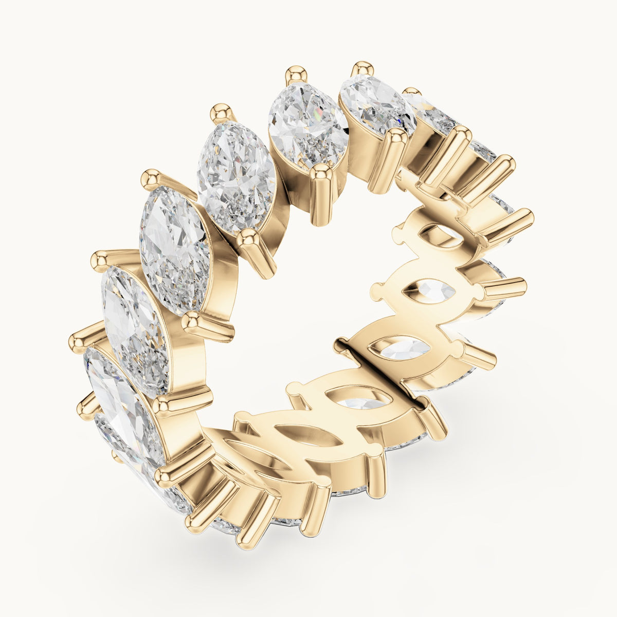 Marquise lab-grown diamond full eternity band in yellow gold, 4.464 CT TW, view 2