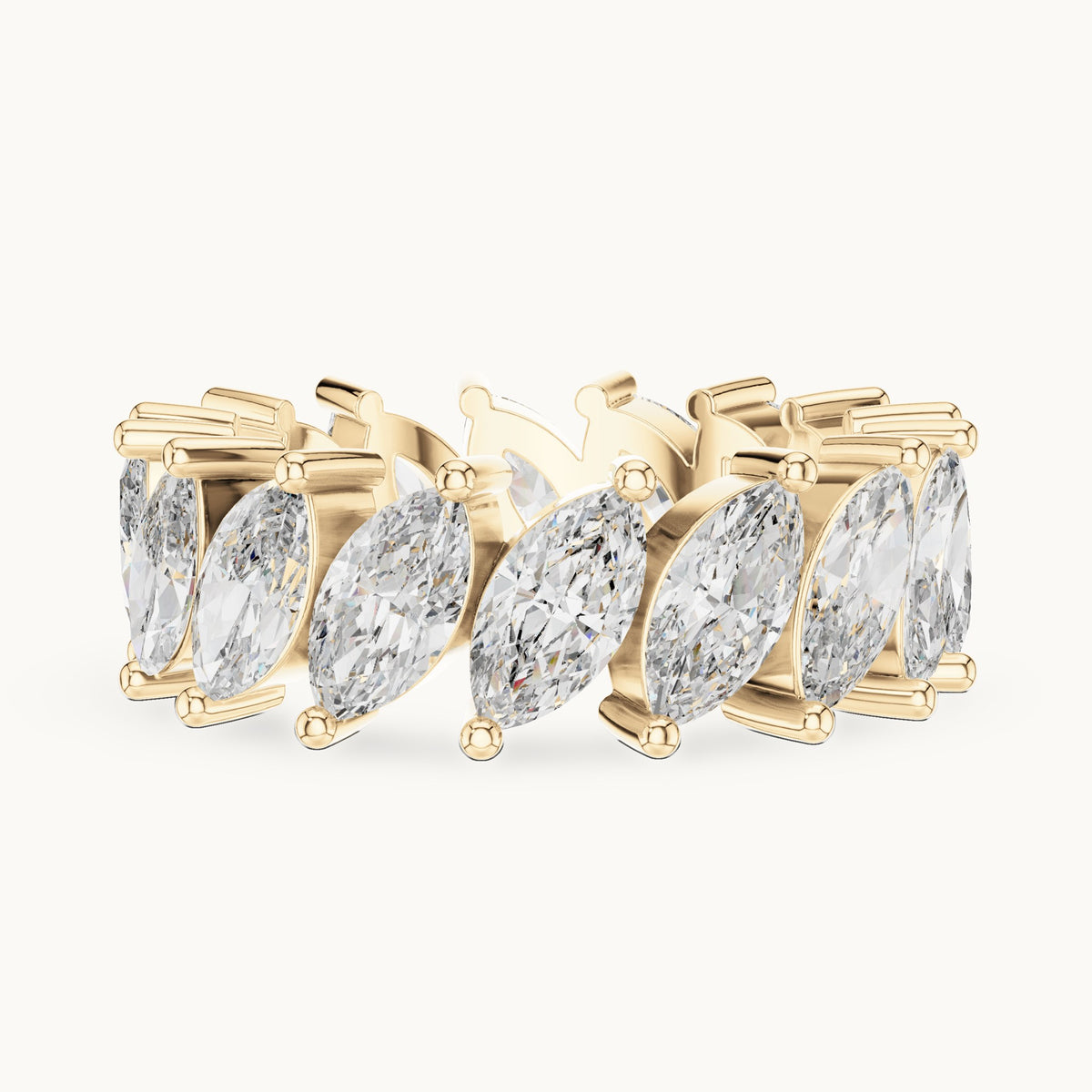 Marquise lab-grown diamond full eternity band in yellow gold, 4.464 CT TW, view 3