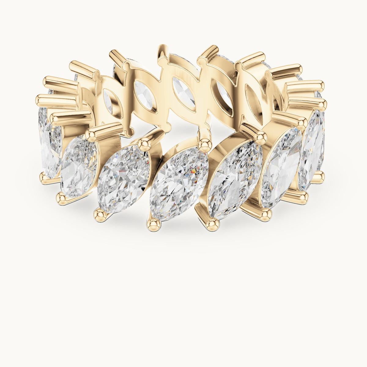 Marquise lab-grown diamond full eternity band in yellow gold, 4.464 CT TW, view 4