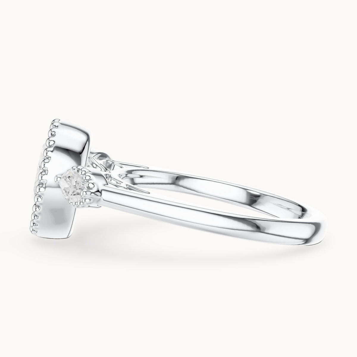 Pear and marquise lab-grown diamond halo engagement ring with marquise side stones in white gold, 1.52 CT TW, view 3