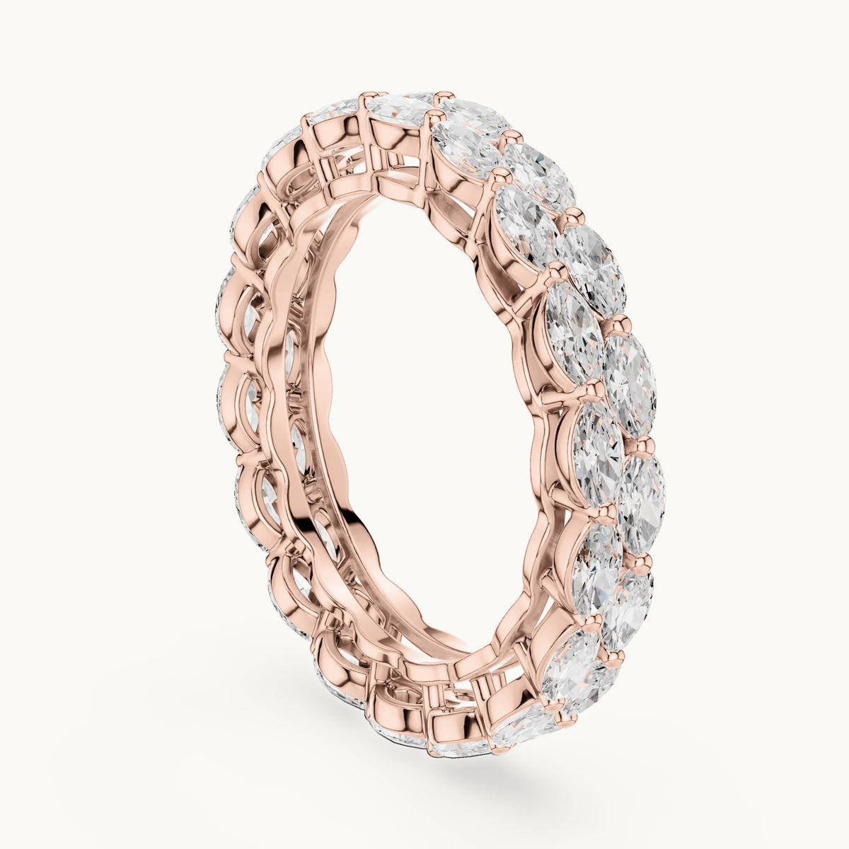 Marquise lab-grown diamond two-row full eternity band in rose gold, 1.768 CT TW, view 1