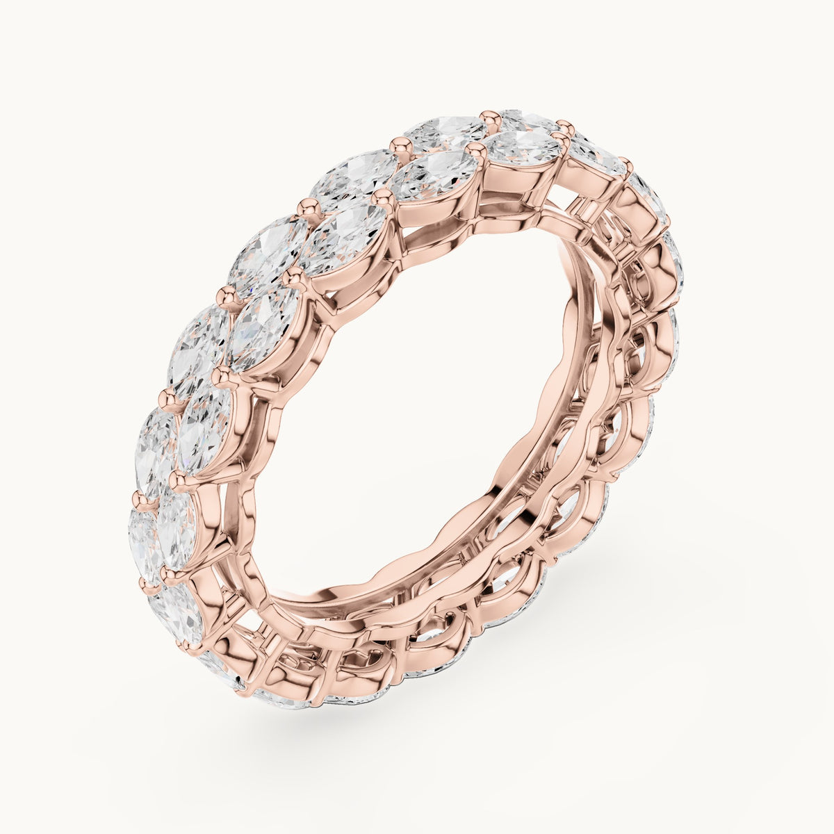 Marquise lab-grown diamond two-row full eternity band in rose gold, 1.768 CT TW, view 2